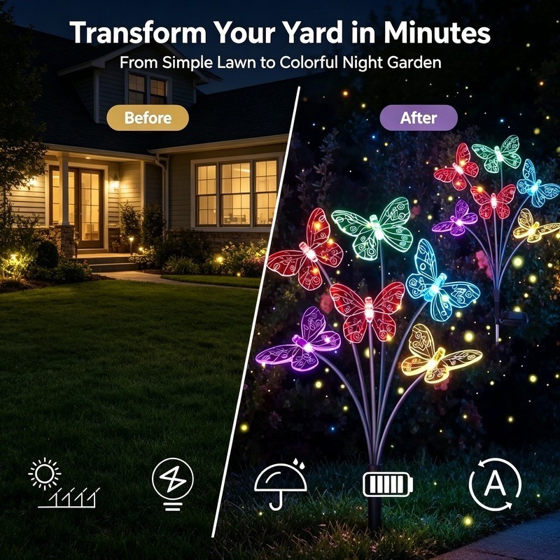 أضواء الفراشة تعمل بالطاقة الش - مراجعة Outdoor Lighting Waterproof وسعره
