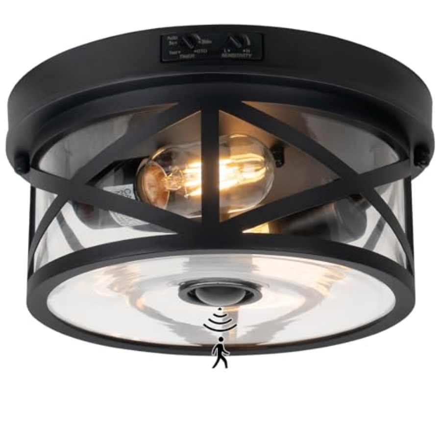 مصباح سقف خارجي بمستشعر حركة،  - مراجعة Outdoor Lighting Black وسعره