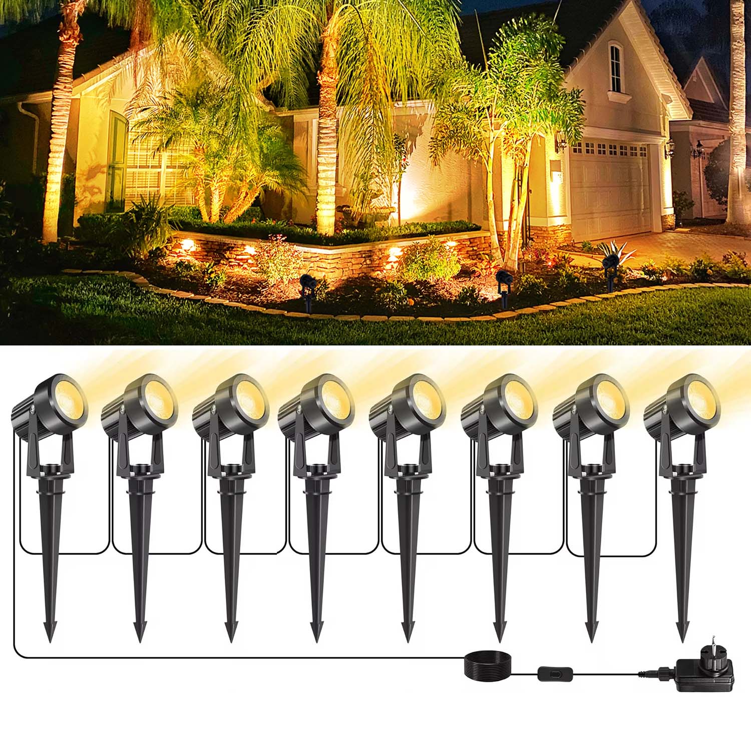 4/6/8 المصابيح 3000K الأضواء ف - مراجعة Outdoor Lighting Uk وسعره