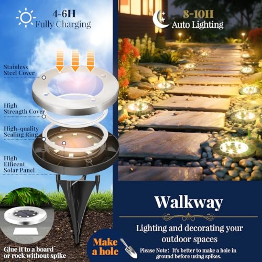 أضواء أرضية تعمل بالطاقة الشمس - مراجعة Outdoor Lighting Waterproof وسعره