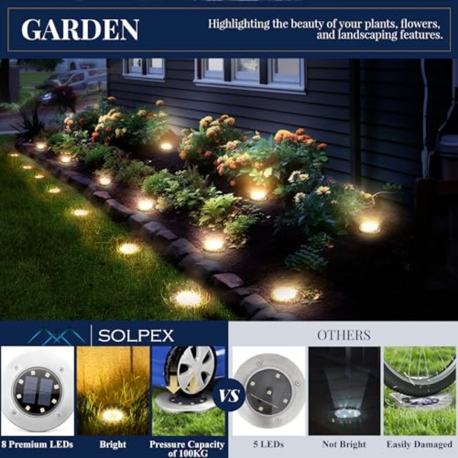 أضواء أرضية تعمل بالطاقة الشمس - مراجعة Outdoor Lighting Waterproof وسعره